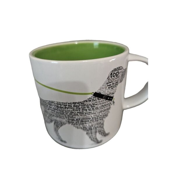 Enesco Wild About Words Retriever dog  Mug 14 OZ Dominique Vari  white green - Picture 3 of 9
